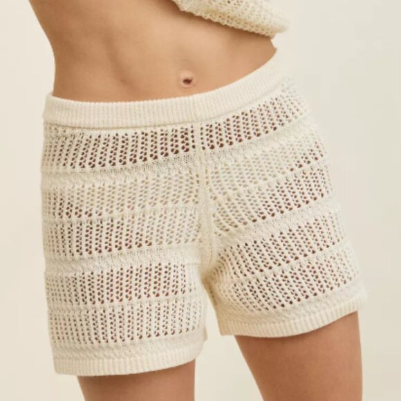 Aerie New With Tags Cream Crochet Knit Shorts in XLarge - Picture 1 of 8